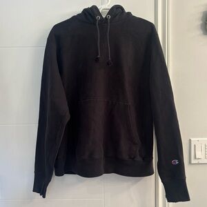 Champion Reverse Weave Pullover Hoodie Black Fleece Size M  Streetwear Logo